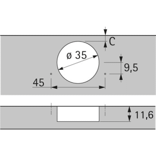 HETTICH Möbel-Topfscharnier, Sensys 8657, 9099620, 165°, Kröpf. 0mm, Stahl vernickelt