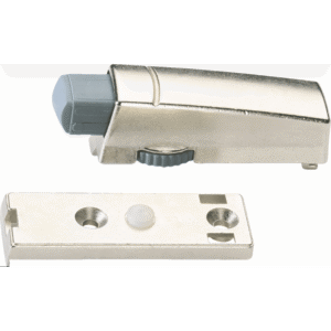 HETTICH Dämpfer 60579 Silent System aus Zinkdruckguss – silberner Clip-Dämpfer für Topfscharniere, Nahaufnahme auf weißem Hintergrund