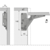 Hettich Hochklappbeschlag Lift Junior 79389 in 90°-Ausführung aus vernickeltem Stahl für Klappen bis 3,3 kg – ideal für Oberschränke und Klappen mit Federunterstützung. ChatGPT fragen