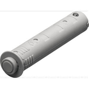 Hettich Dämpfer 9089603 als Push-to-open-Pin in grauer Kunststoffausführung – Ansicht des Montagestifts für grifflose Möbelfronten
