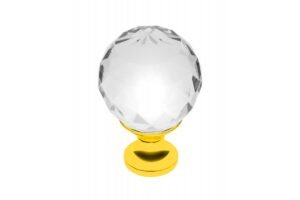 Möbelknopf Crystal Palace A, 30 mm, Kristallfarbe: durchsichtig, Metalloberfläche: Messing