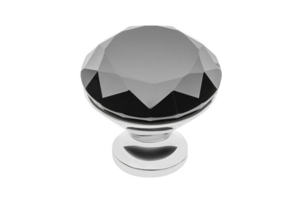 Möbelknopf Crystal Palace B, 40 mm, Kristallfarbe: schwarz, Metalloberfläche: Chrom glänzend