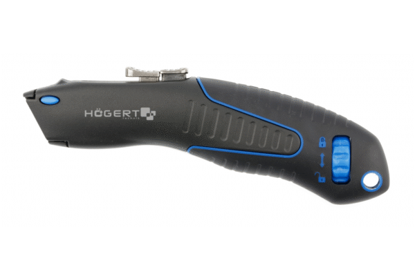 Messer mit Trapez klinge, aluminium, SK4 schwarze  Stahlklinge