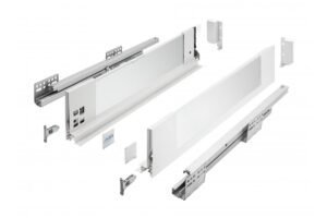 AXIS PRO GTV Schublade H=116, L=400, Soft-Close, Seite mit Glas, weiß