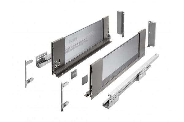 GTV AXIS PRO Schublade H=167, L=400, Soft-Close, Seite mit Glas, anthrazit, PB-AXISPRO-GLASS-KPL400C