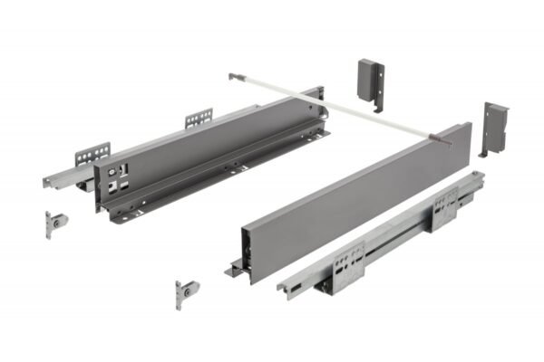 GTV AXISPRO Schublade, H=68 mm, L=450 mm, zum Öffnen drückend, Vollauszug, anthrazit, PB-AXISPRO-P2O-K69-450-60