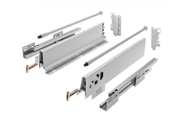 Schubladensystem Modern Box, mittelhoch, 500 mm, grau (inkl. 1 Paar von Relings), PB-D-KPL500B