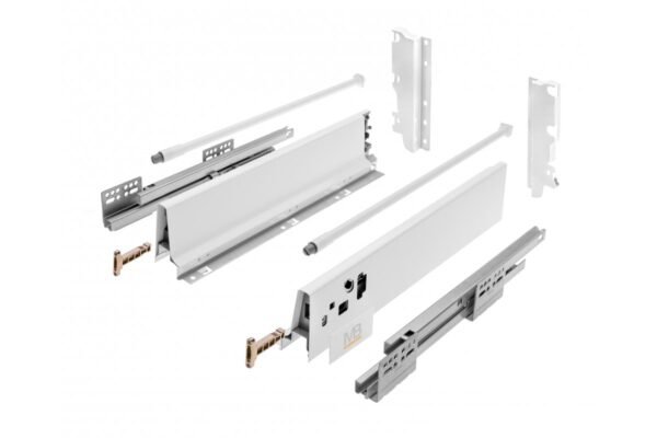 Schubladensystem Modern Box, hoch, 550 mm, weiß (inkl. 1 Paar von Relings), PB-D-KPL550C1