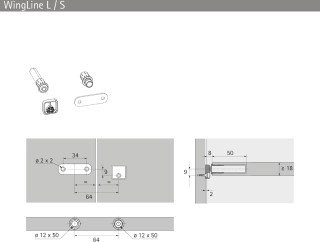 Hettich MB-Zuhaltung WingLine S Design 9282902 Bodenrücksprung 8mm Kunststoff grau