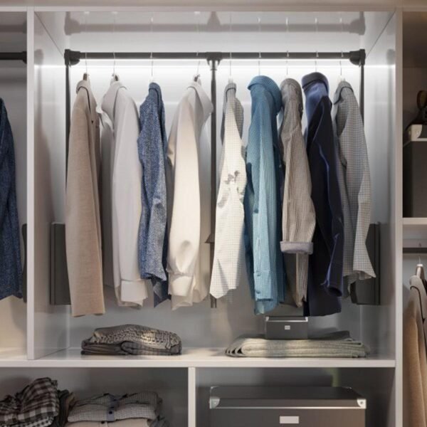 GTV Kleiderlift ausziehbar Schrank Lift Kleiderstange absenkbar 875-1200mm mit Gasfeder Stahl