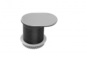 Möbelsteckdose SLIDE 60mm, 1x gn schuko, 1xUSB C 2.4A, Edelstahl, Kabel 1.9m