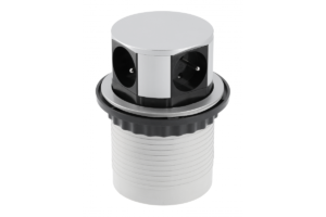 VERSENKTES Tischverlängerungskabel COMFORT 100mm, 4x Buchse mit Erdung, alu, Kabel 1,5m