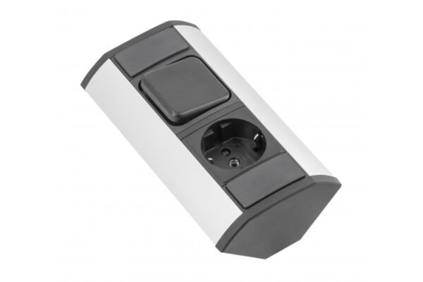 MINI Winkelverlängerer mit Schalter und Schukosteckdose 230V 16A