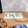 MULTISOFT Möbelsteckdose 2x Schuko-Steckdose USB A+C RJ45 Netzkabel mit Stecker weiß