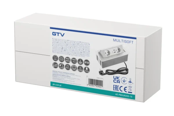 MULTISOFT Möbelsteckdose 2x Schuko-Steckdose USB A+C RJ45 Netzkabel mit Stecker weiß
