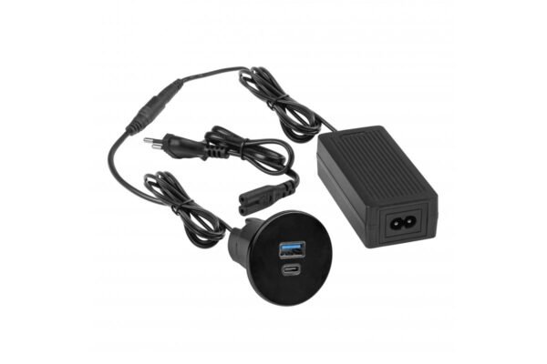 SLOT USB A+C Steckdose Ladegerät 38W mit 9V 2.4A Netzteil, schwarz