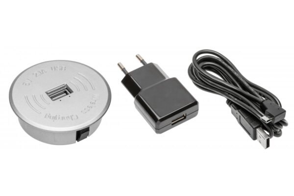 Kabelloses Ladegerät Kit mit USB silber mit Netzteil (2m USB abnehmbares Kabel)