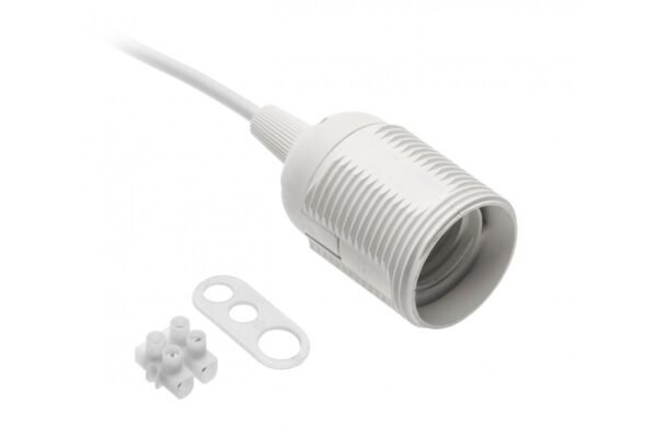 Steckdose E27 mit Kabel und Würfel,AC220-240V,max.60W,2x0,75mm2,16cm,weiß
