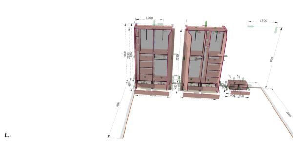 Kleiderschrank nach Maß – Kronospan K512 Nativ Pink mit weißer Rückwand & LED-Beleuchtung