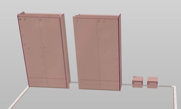 Kleiderschrank nach Maß – Kronospan K512 Nativ Pink mit weißer Rückwand & LED-Beleuchtung