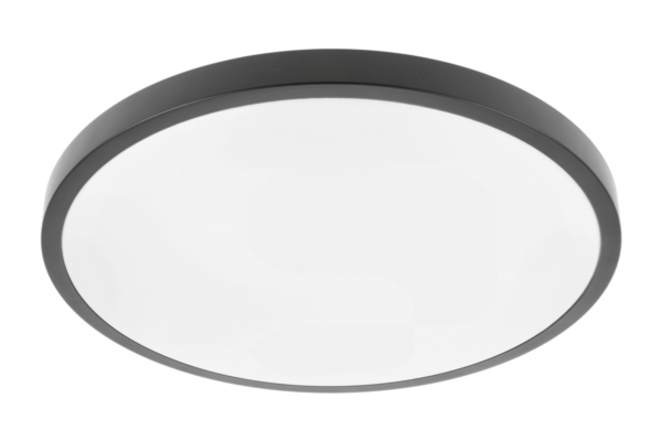 Deckenleuchte ATOL LED, Ø400mm, 3000K, 32W, 2560lm, AC220-240V, 50/60 Hz, PF>0,9, IP54, schwarz, 3y