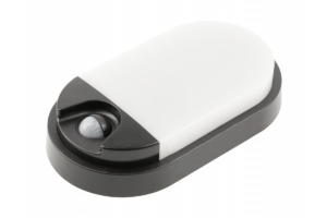 TULON Leuchte mit Bewegungsmelder, LED, 15W, 1350lm, 4000K, AC220-240V, IP54, oval, schwarz