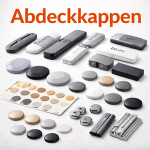 Abdeckkappen für Möbelbeschläge in verschiedenen Formen, Farben und Ausführungen