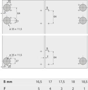 Hettich MB- Falttürbeschläge-Set 2-T., 4-Fl.