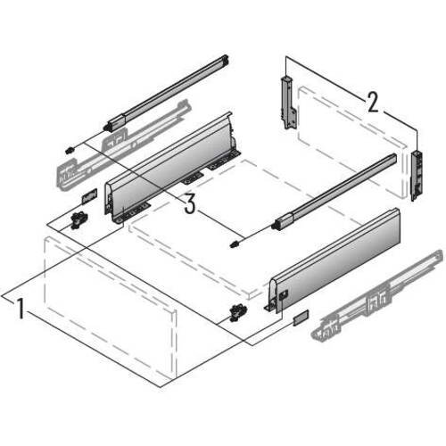 Hettich 9150519 Schubkasten Längsreling Set
