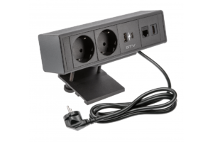 Möbelsteckdose BAR, 2x Schukobuchse, 1xUSB