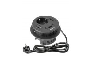 Rondo Möbelsteckdose, 1xSchuko-Steckdose, 1xUSB A+2xUSB