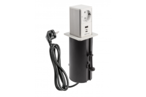 Turmausziehbare Möbelbuchse, 1x Schukobuchse, 1xUSB