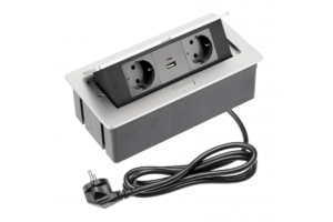 Möbelsteckdose SOFT 2x Schuko-Steckdose, USB