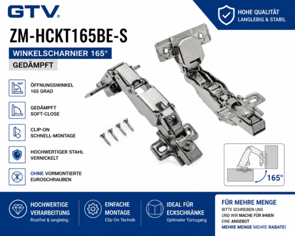GTV ZM-HCKT165BE-S Winkelscharnier 165